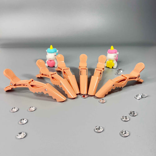 6 PINCES CROCODILE CHEVEUX - SÉPARE MÈCHE - Rose