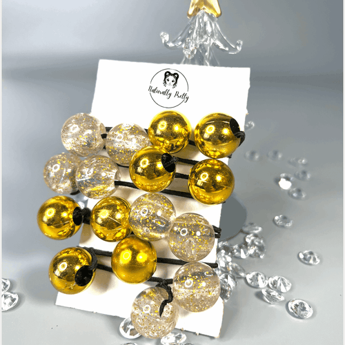 8 ÉLASTIQUES CHEVEUX BOULES DORÉ BRILLANTE - Cheveux enfant