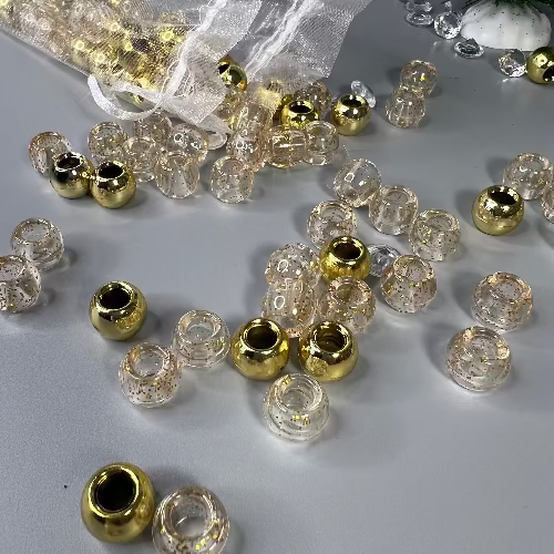 Grandes perles dorées brillantes pour cheveux