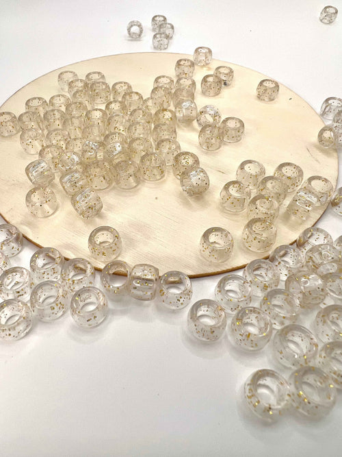PETITES PERLES TRANSPARENTES DORÉES POUR CHEVEUX
