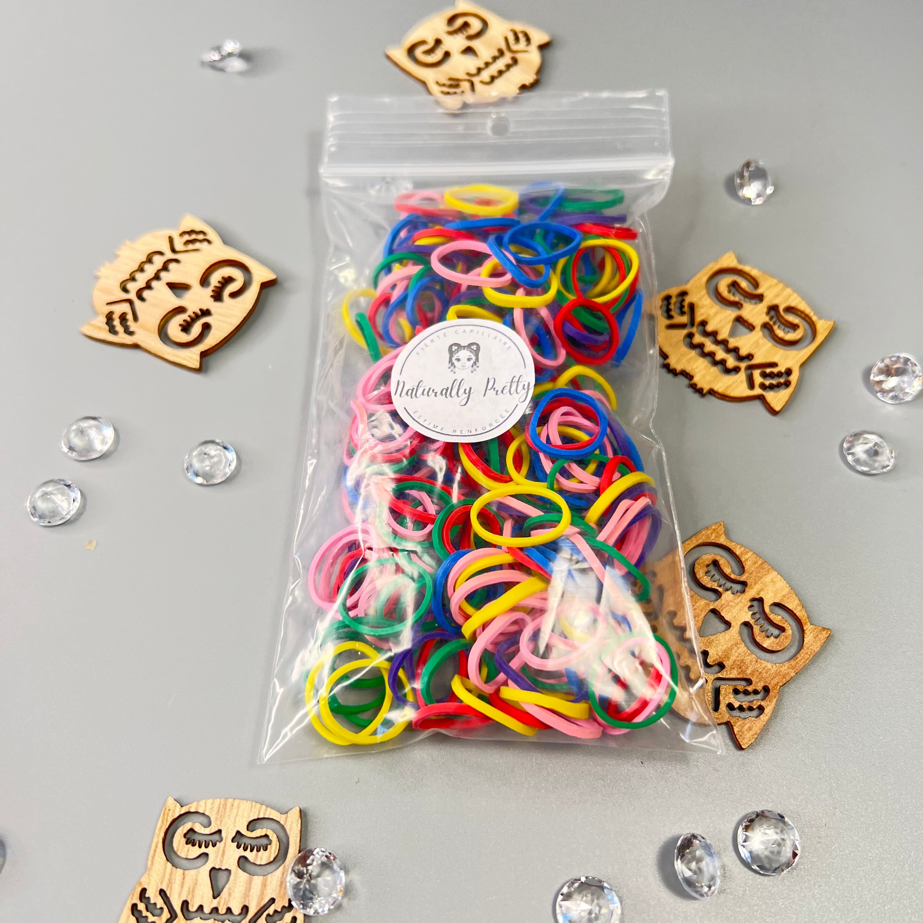 250 ÉLASTIQUES CAOUTCHOUC CHEVEUX COULEUR Naturally Pretty