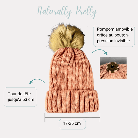 BONNET D'HIVER DOUBLÉ EN SATIN AVEC POMPOM Naturally Pretty