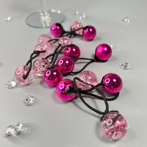 8 BOULES ÉLASTIQUES CHEVEUX ROSES BRILLANTES - Cheveux enfant