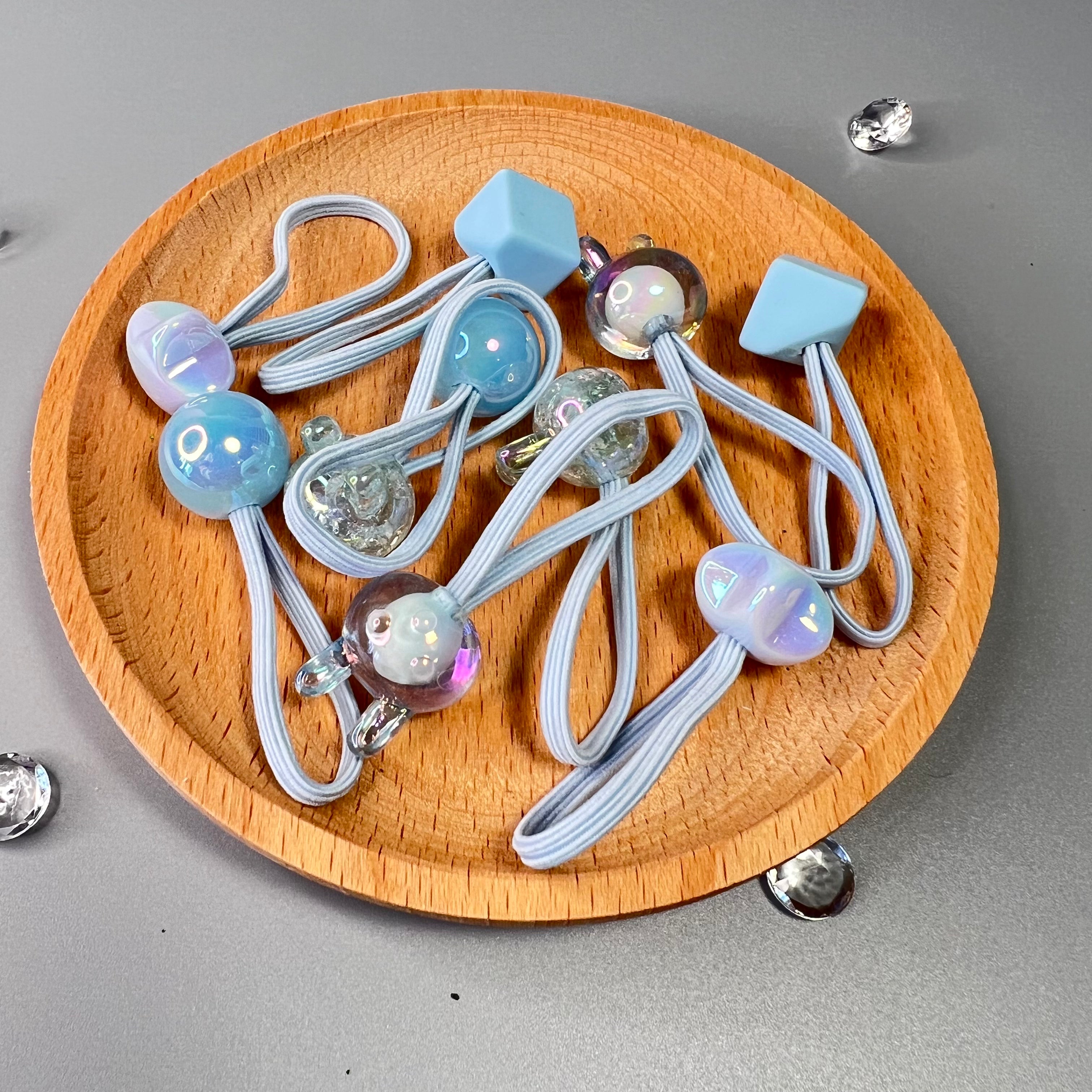 LOT DE 10 ÉLASTIQUES EN TISSUS POUR CHEVEUX 3CM FIGURINES Naturally Pretty