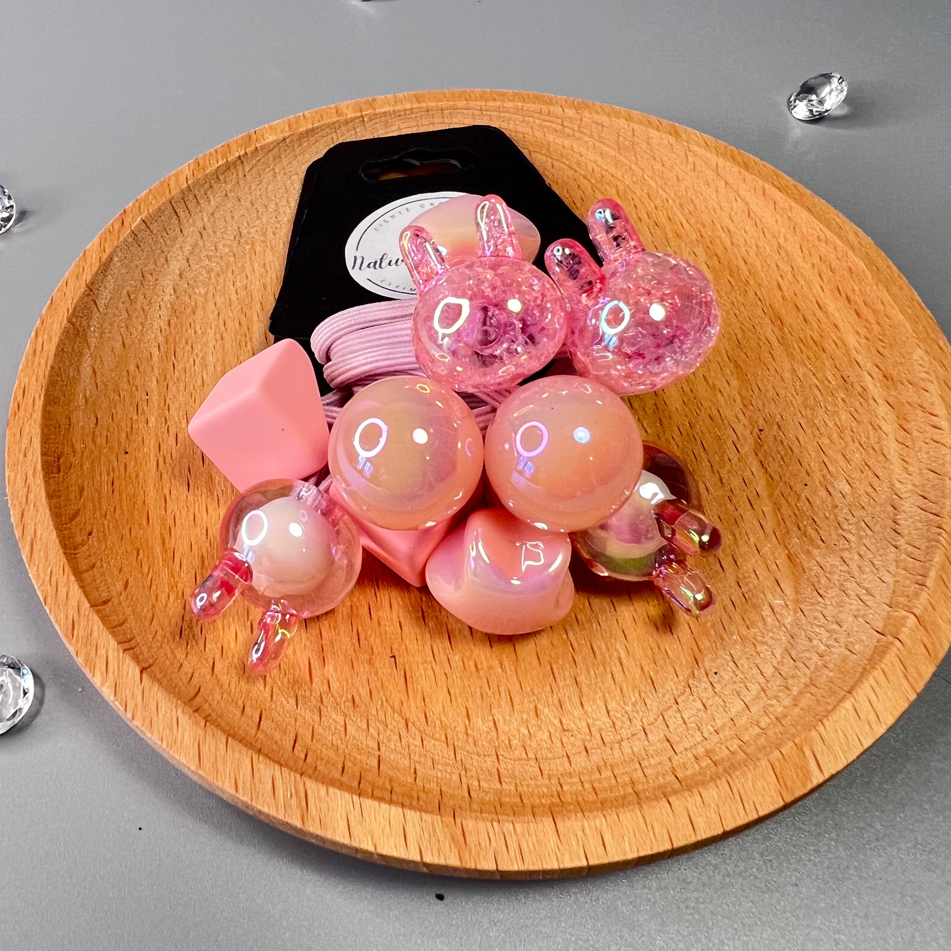 LOT DE 10 ÉLASTIQUES EN TISSUS POUR CHEVEUX 3CM FIGURINES Naturally Pretty