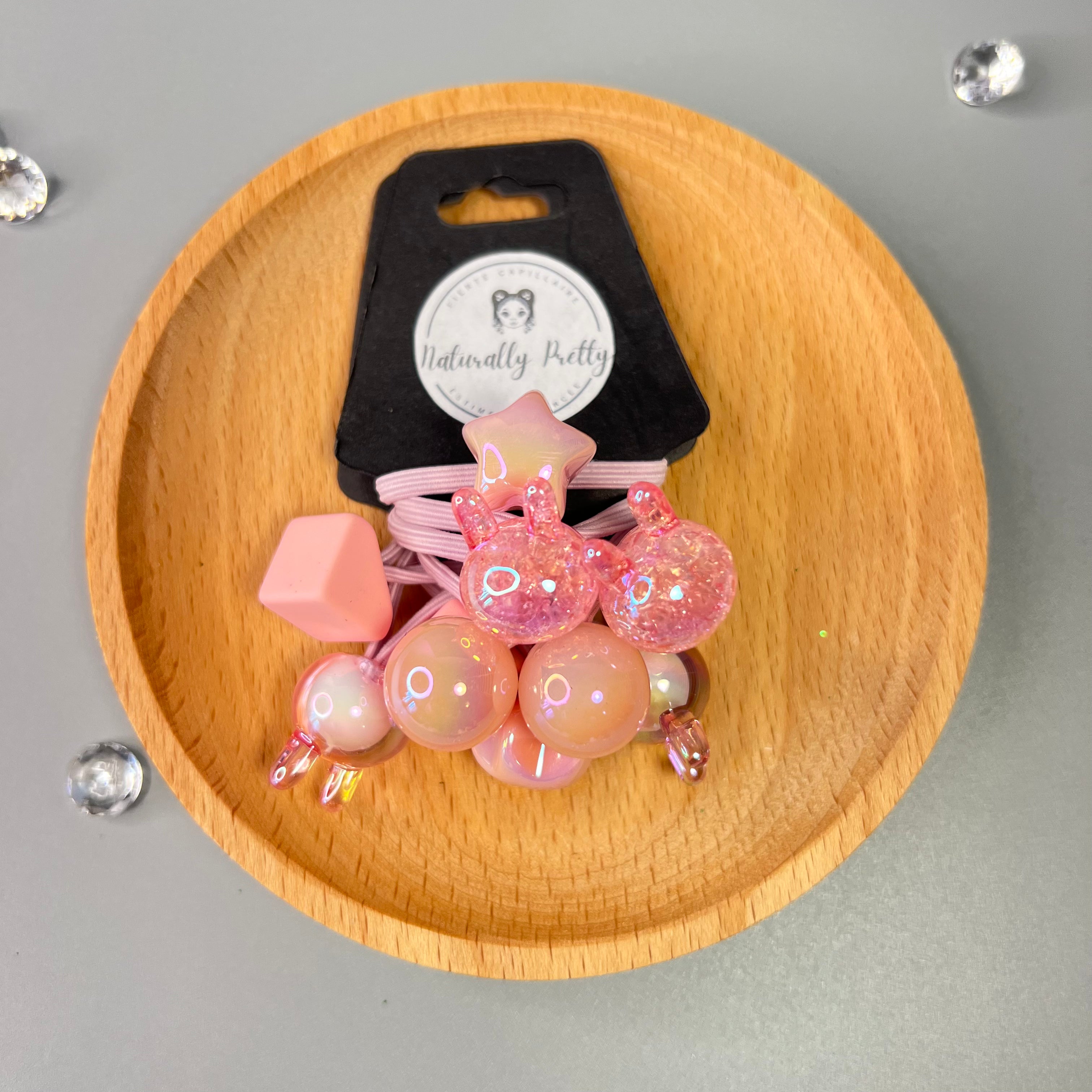 LOT DE 10 ÉLASTIQUES EN TISSUS POUR CHEVEUX 3CM FIGURINES Naturally Pretty