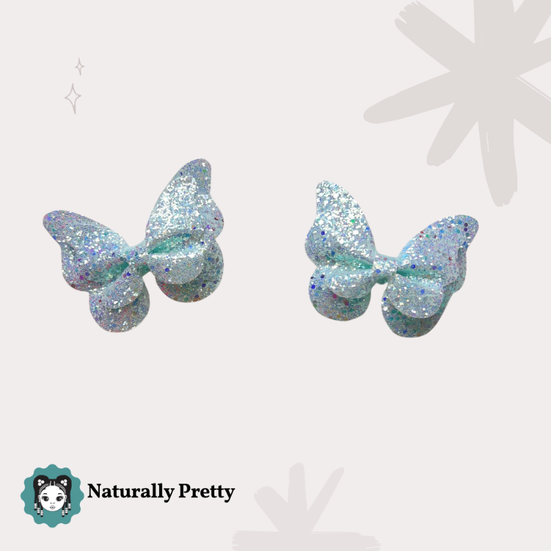 Barrette papillon bleue pailletée pour enfant – Accessoire cheveux Naturally Pretty