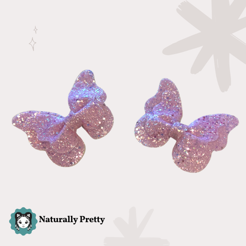 Barrette papillon rose pâle pailletée pour fille – Accessoire cheveux Naturally Pretty