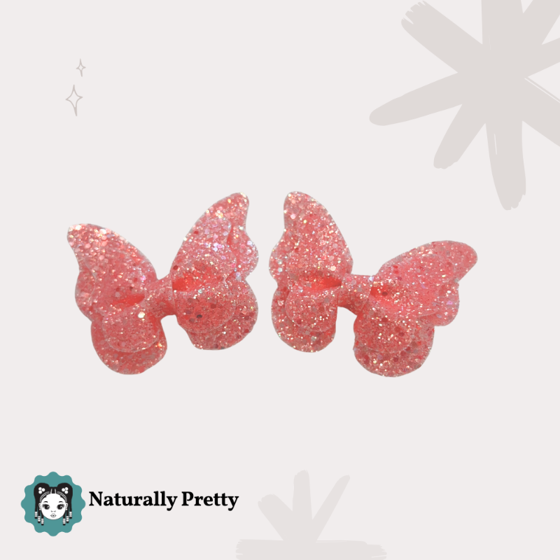 Barrette papillon rose pâle pailletée pour fille – Accessoire cheveux Naturally Pretty