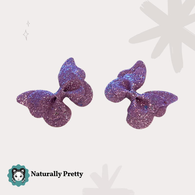 Barrette papillon violette scintillante pour enfant – Accessoire cheveux Naturally Pretty