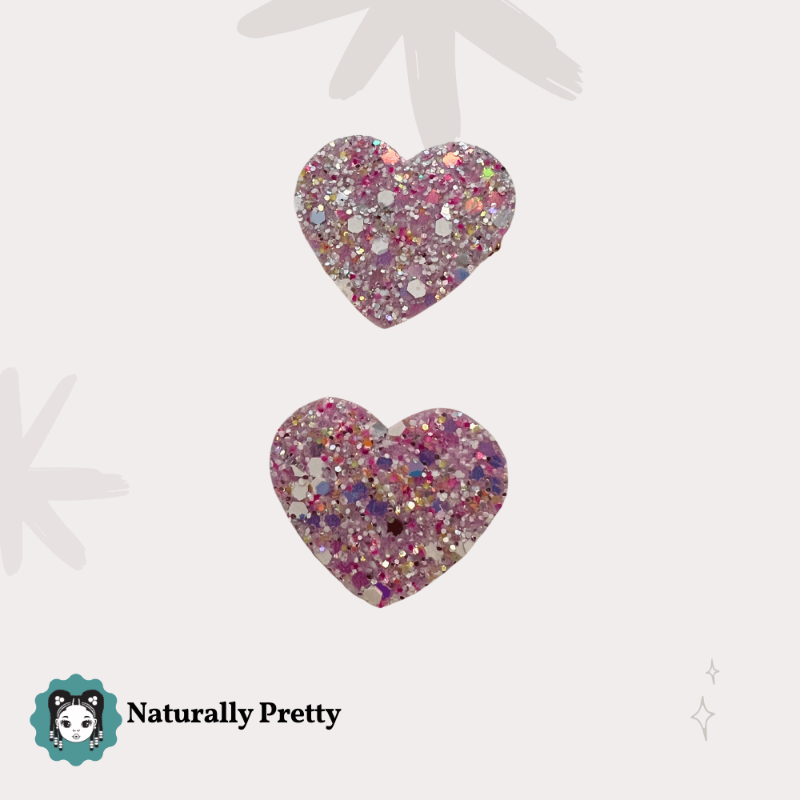 Barrettes cœur mauve pailletées pour fille – Accessoire cheveux Naturally Pretty