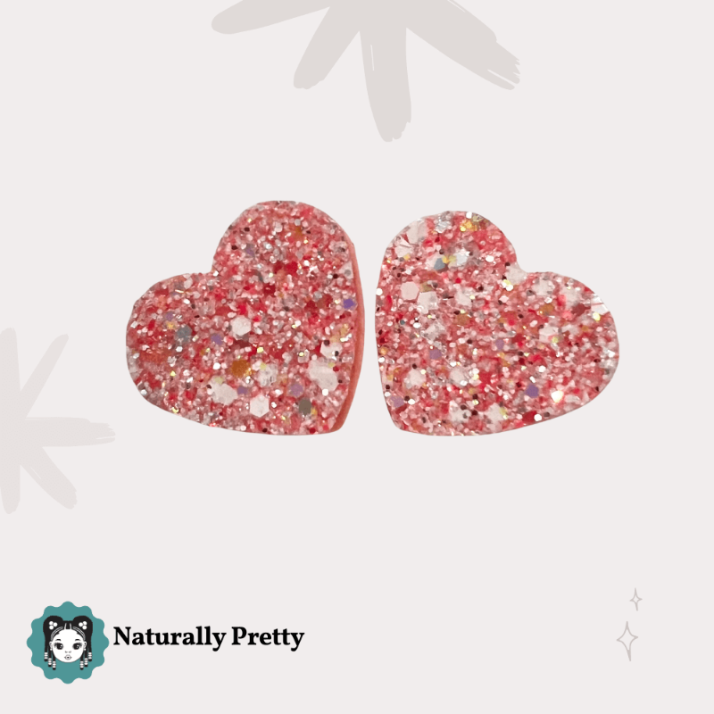 Barrettes cœur rose pailletées pour enfant – Accessoire cheveux scintillant Naturally Pretty
