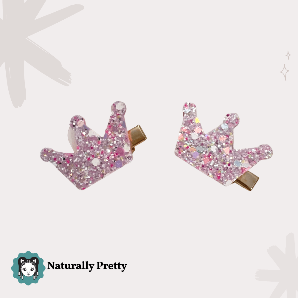 Barrette couronne rose clair scintillante pour enfant – Accessoire princesses Naturally Pretty