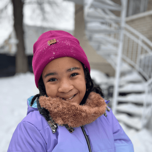 Bonnet d’hiver fille doublé en satin – Cheveux texturés