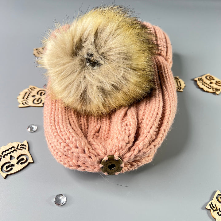 Bonnet d'hiver avec sa doublure satin et pompom pour cheveux texturés