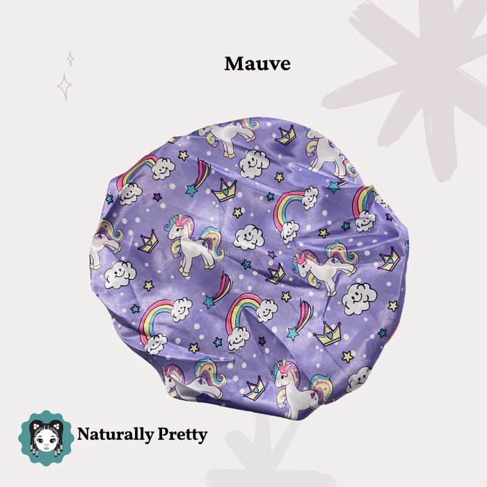 Bonnet en satin mauve pour enfant de moins de 8 ans