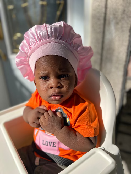 BONNET DE NUIT EN SATIN BÉBÉ UNI 2-8 ans- Serenity Night - Rose pale