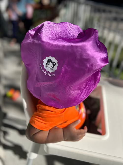 Bonnet de nuit en satin mauve uni pour enfant