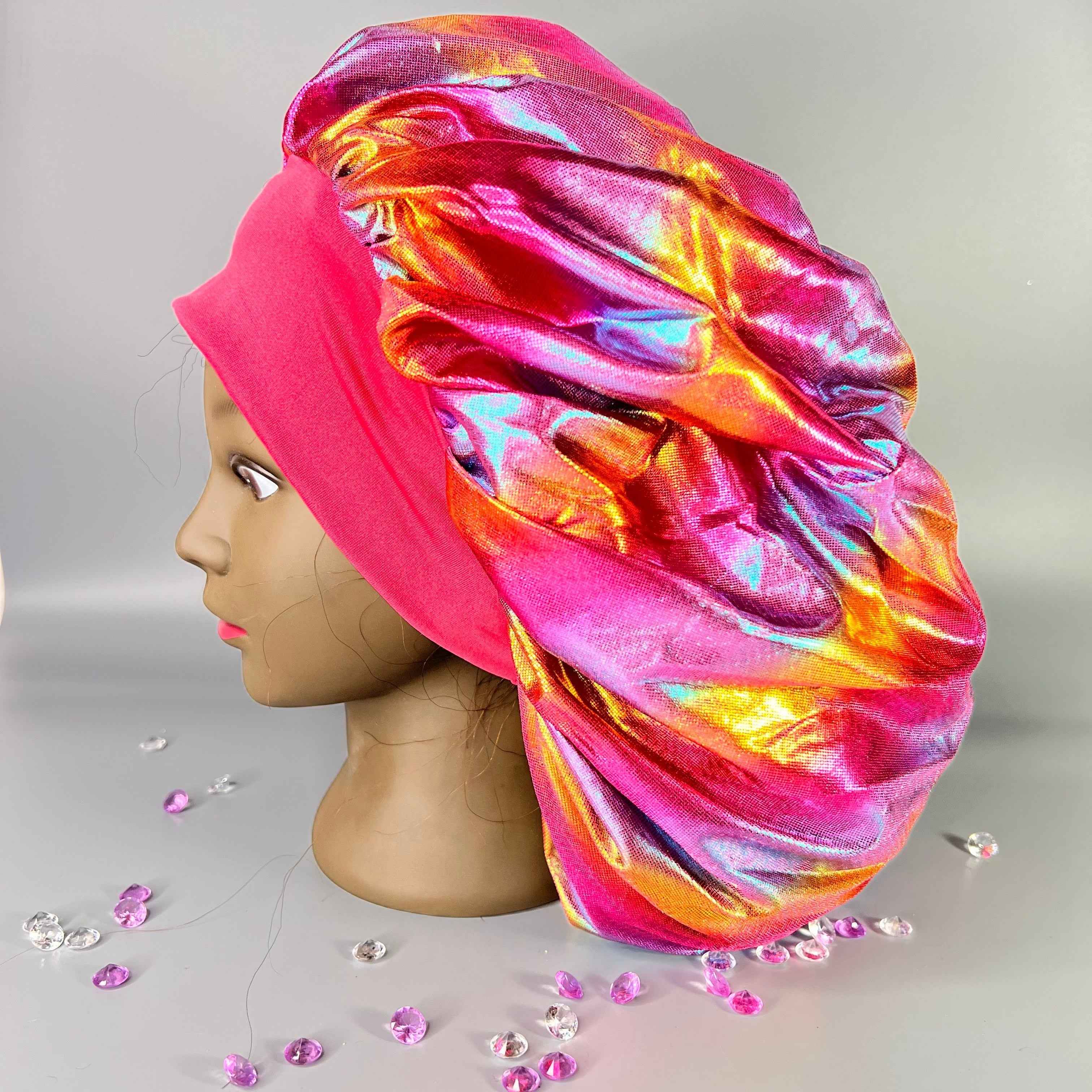 Bonnet en satin XL pour cheveux volumineux et coiffures protectrices