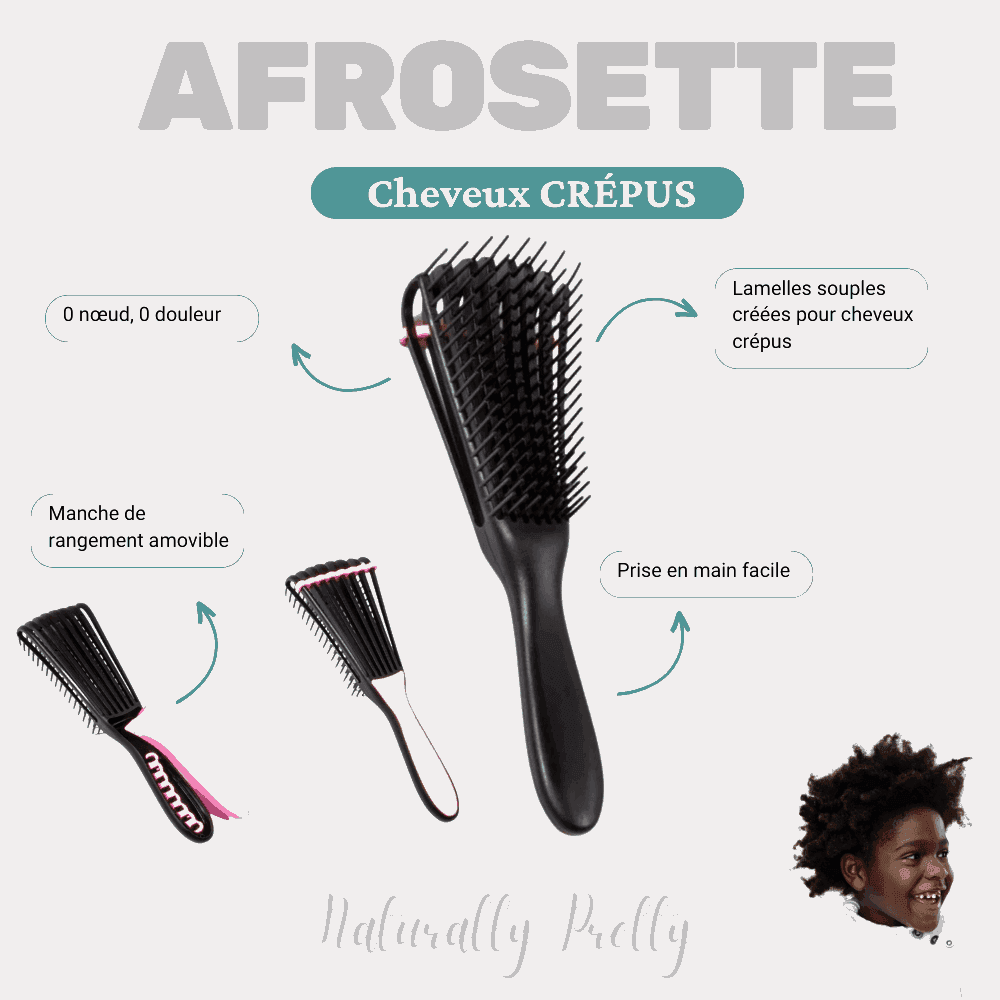 Brosse Afrosette pour démêler les cheveux crépus d’un enfant
