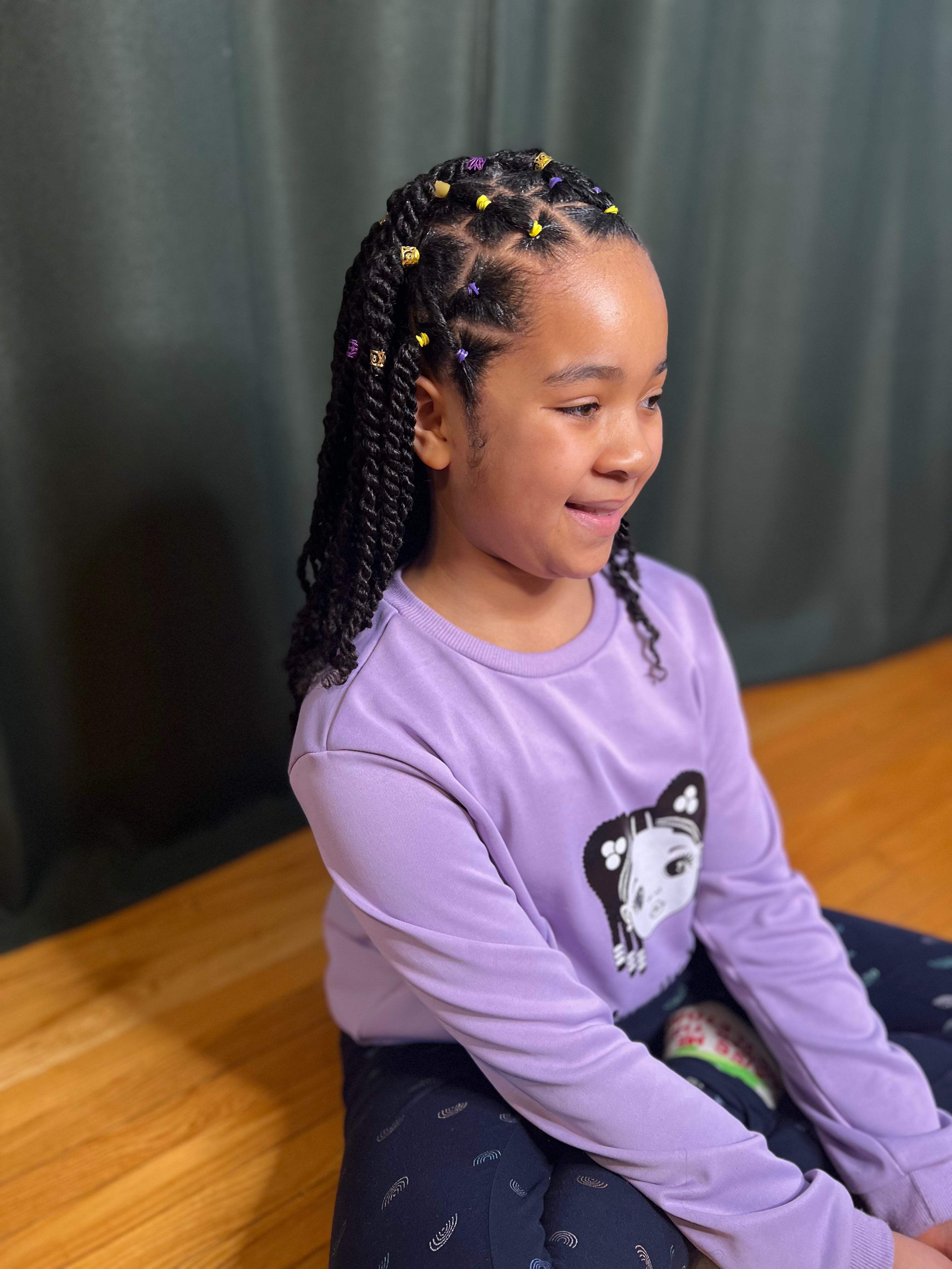 Tracé simple pour réaliser des mini twists faciles sur enfant afro