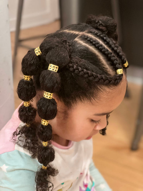 Résultat final coiffure enfant afro avec twist et vanilles
