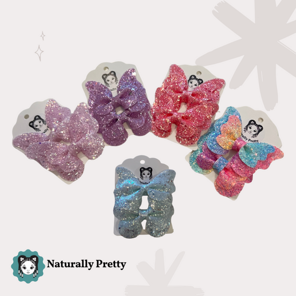 Collection de barrettes papillon pailletées multicolores pour enfants – Naturally Pretty