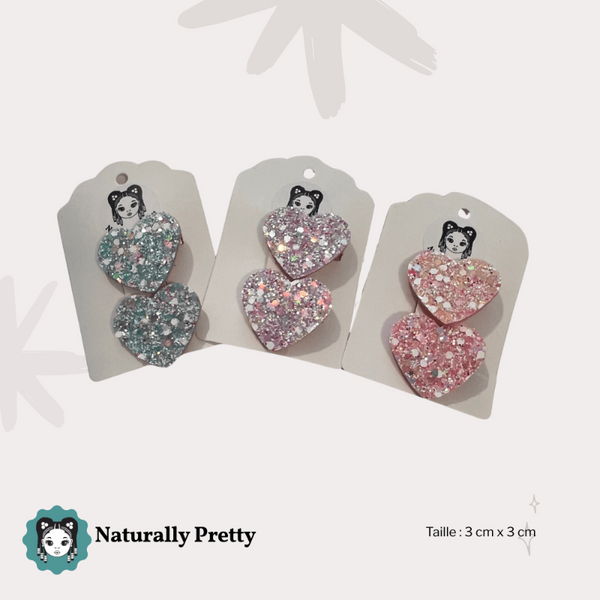 Collection de barrettes cœur pailletées multicolores pour enfants – Naturally Pretty