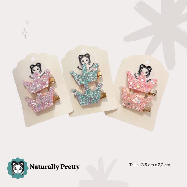 Collection de barrettes couronne pailletées multicolores pour enfants – Naturally Pretty