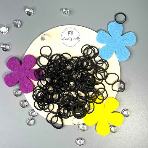 Petits élastiques noirs pour coiffure et perles