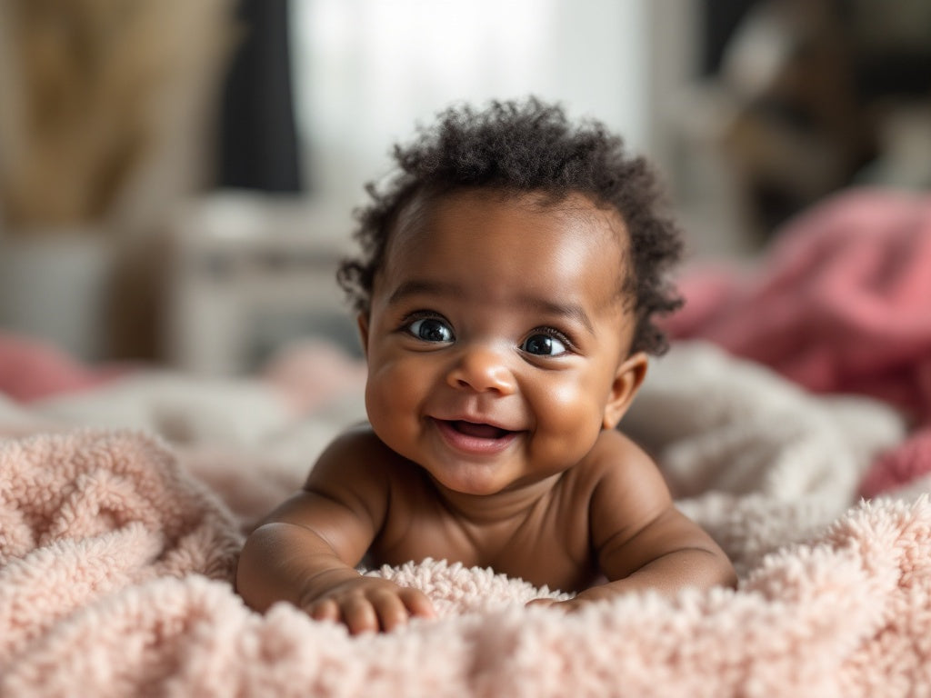 bebe aux cheveux crepus souriant