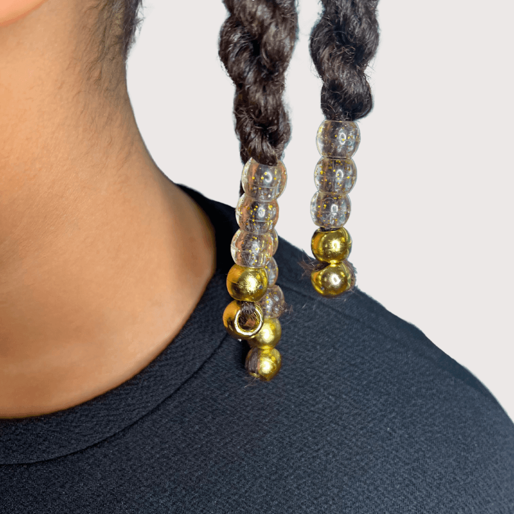 Grandes perles dorées brillantes pour tresses et twists enfant – vue 6