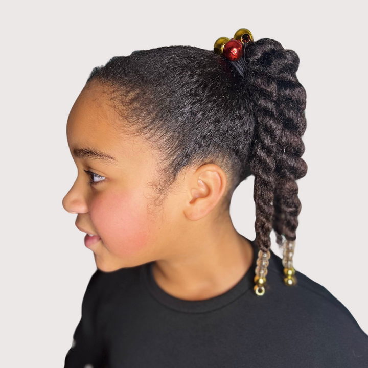 Set de perles dorées pour coiffures enfant cheveux texturés