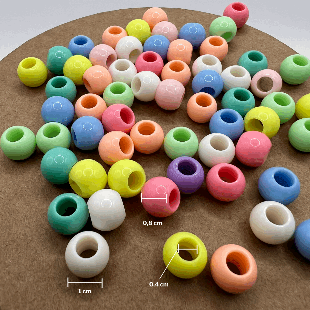 100 perles pastel taille M pour cheveux d’enfant