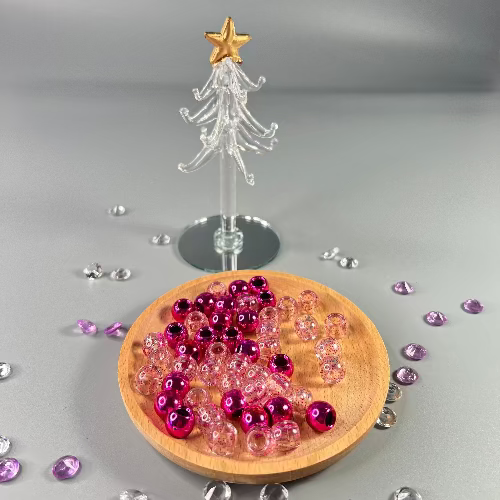 LOT 100 LARGES PERLES BRILLANTES VIOLET-ROSE-DORE - Cheveux Enfants