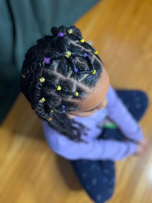 Début du tutoriel coiffure enfant avec mini twists sur cheveux afro