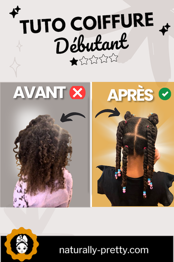Coiffure protectrice facile pour petite fille métisse avec cheveux frisés