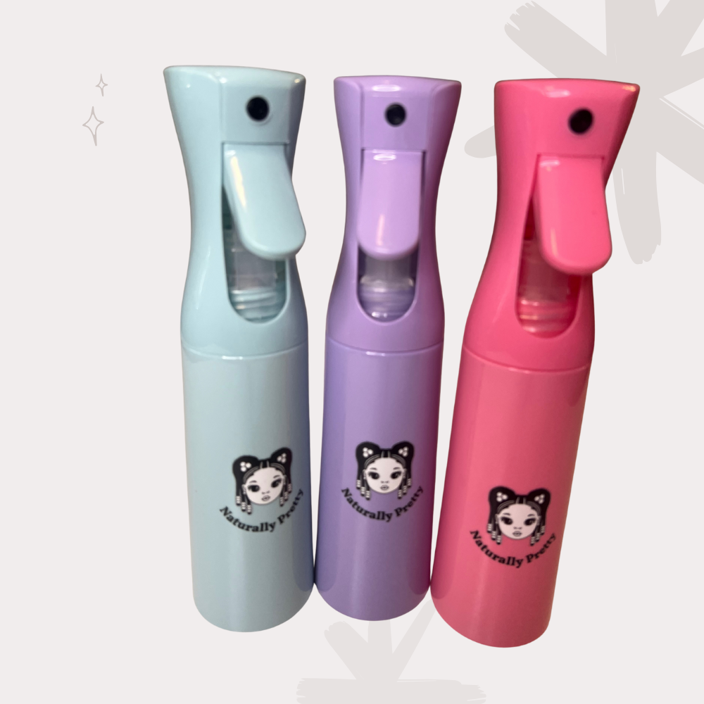 Vaporisateurs brume Naturally Pretty, accessoires indispensables pour hydrater les cheveux bouclés, frisés et crépus des enfants.